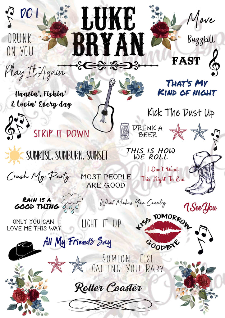 Download Luke Bryan Inspired Top Hits Digital File - Oklahoma Gypsy Designs