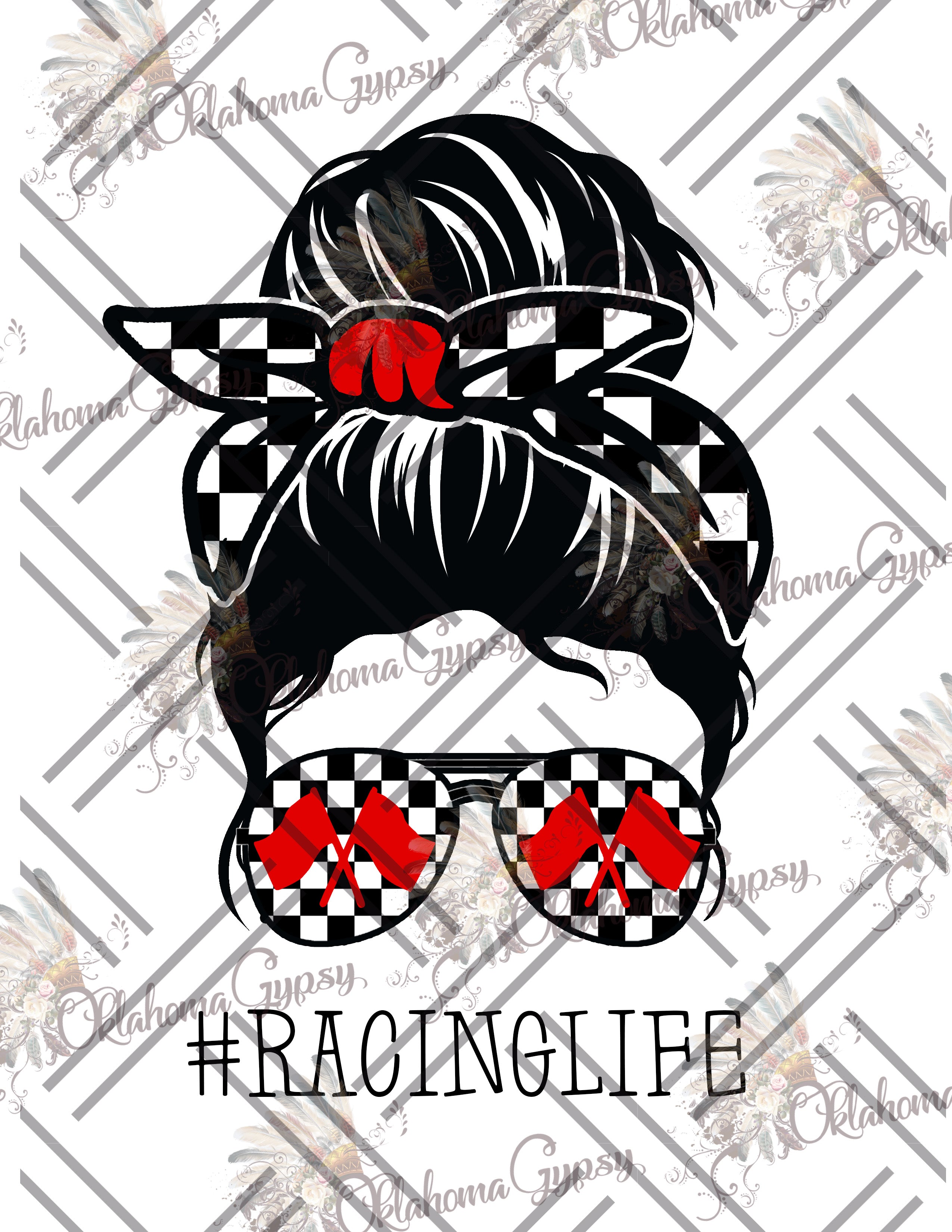 Download Messy Bun Racing Life Digital File Oklahoma Gypsy Designs