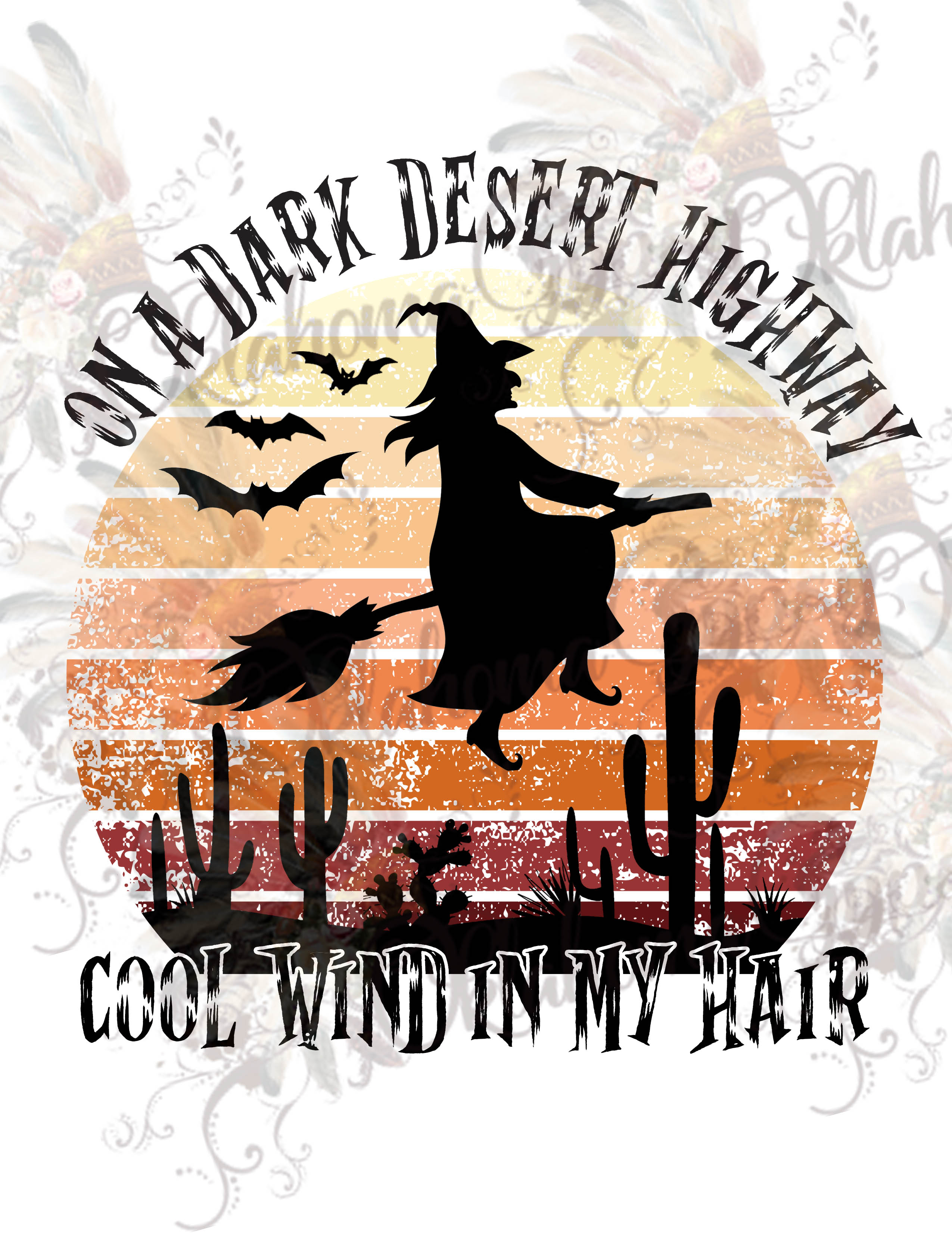 Download On A Dark Desert Highway Witch Flying Digital File Oklahoma Gypsy Designs