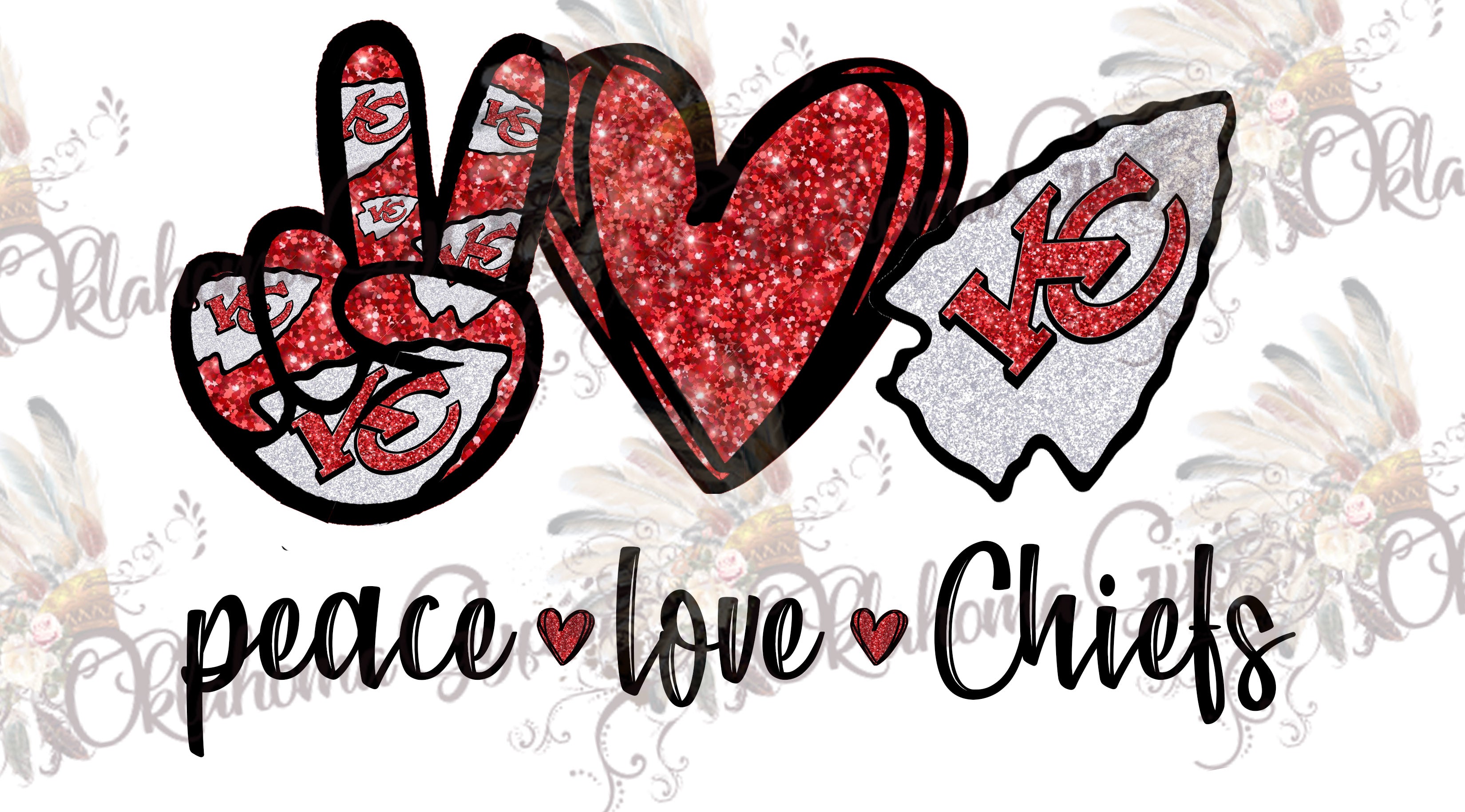 Download Peace Love Chiefs Red Glitter Digital File - Oklahoma ...
