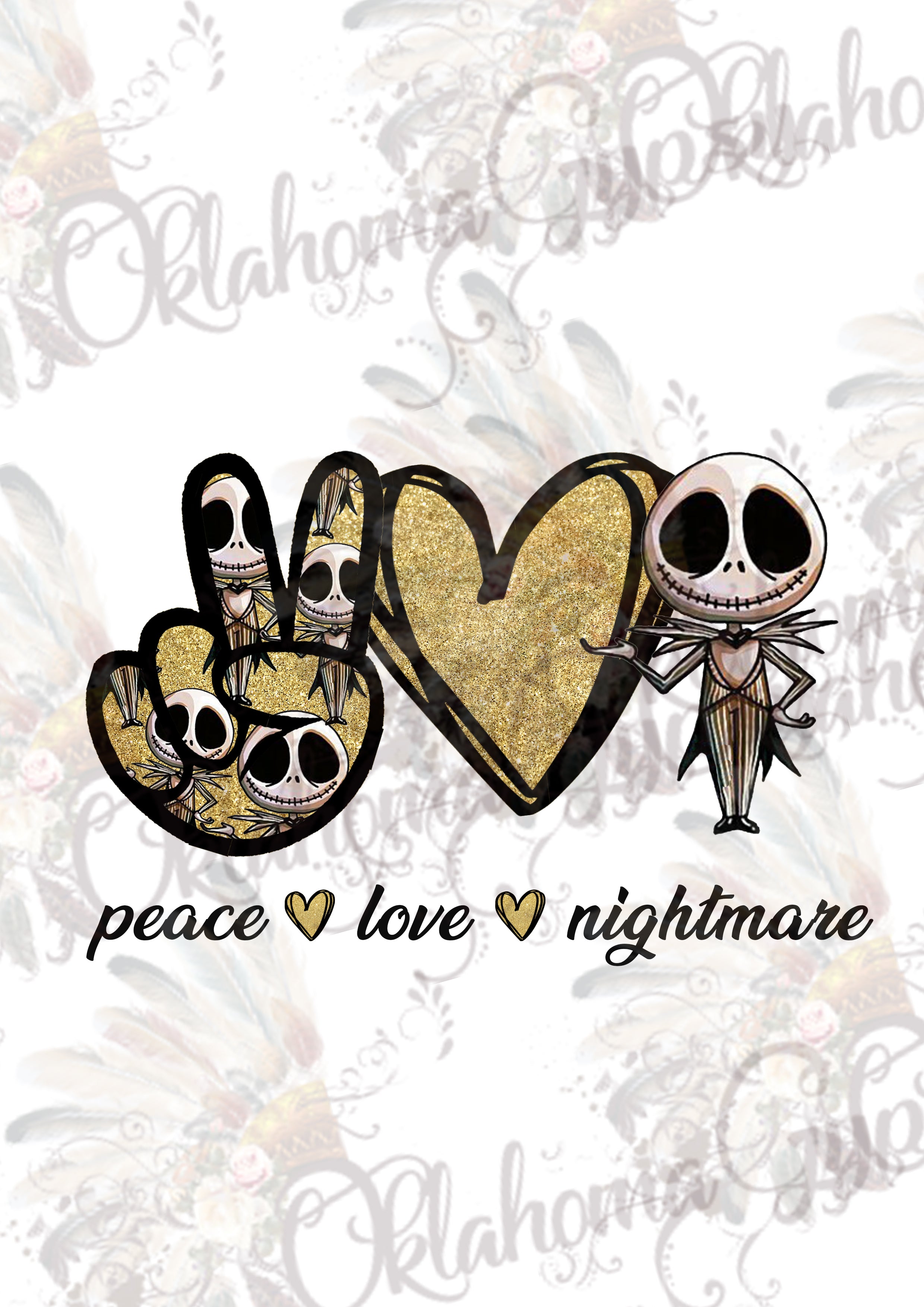 Download Peace Love Jack Skellington Inspired Digital File - Oklahoma Gypsy Designs