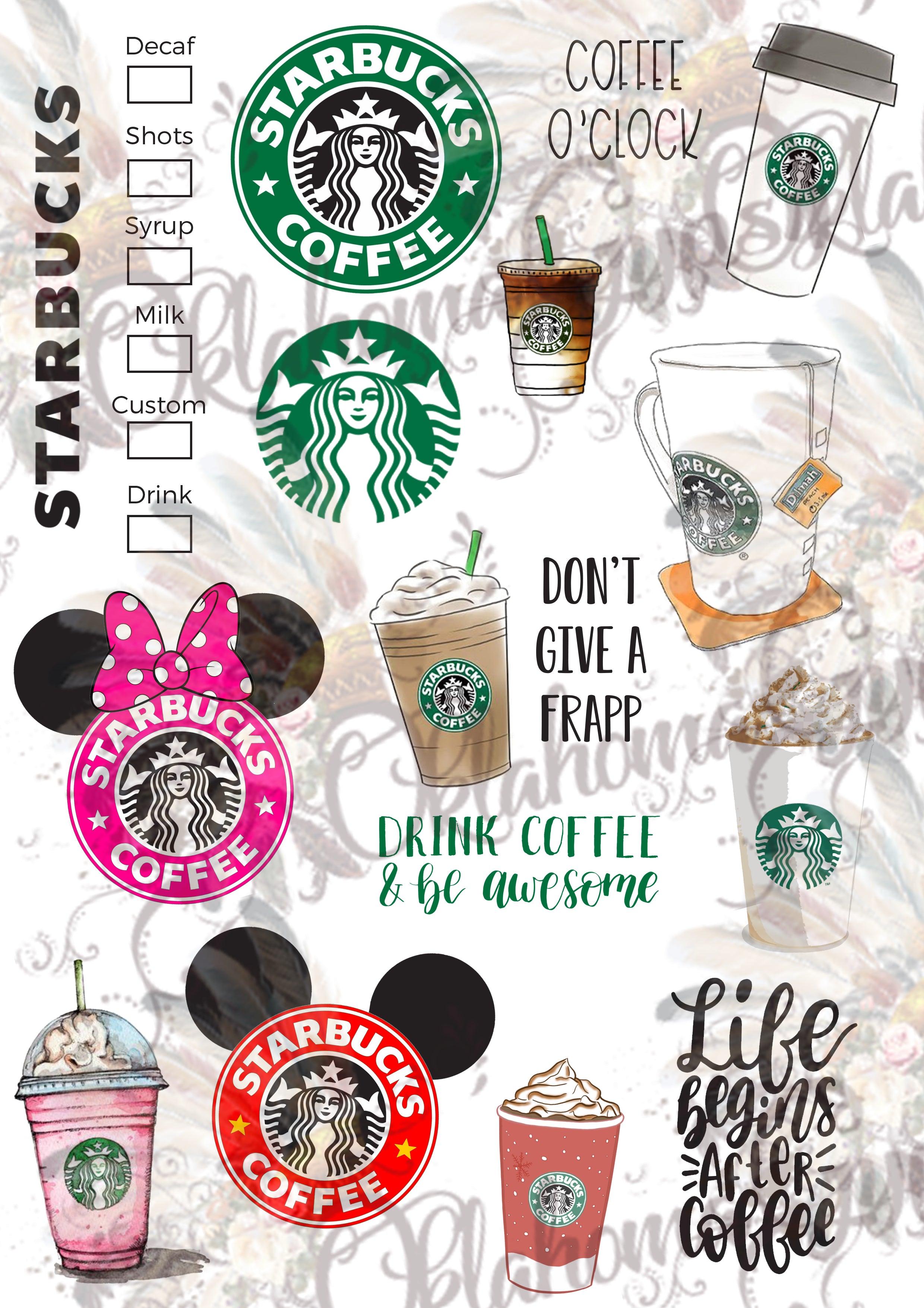 Download Starbucks Inspired Digital File - Oklahoma Gypsy Designs