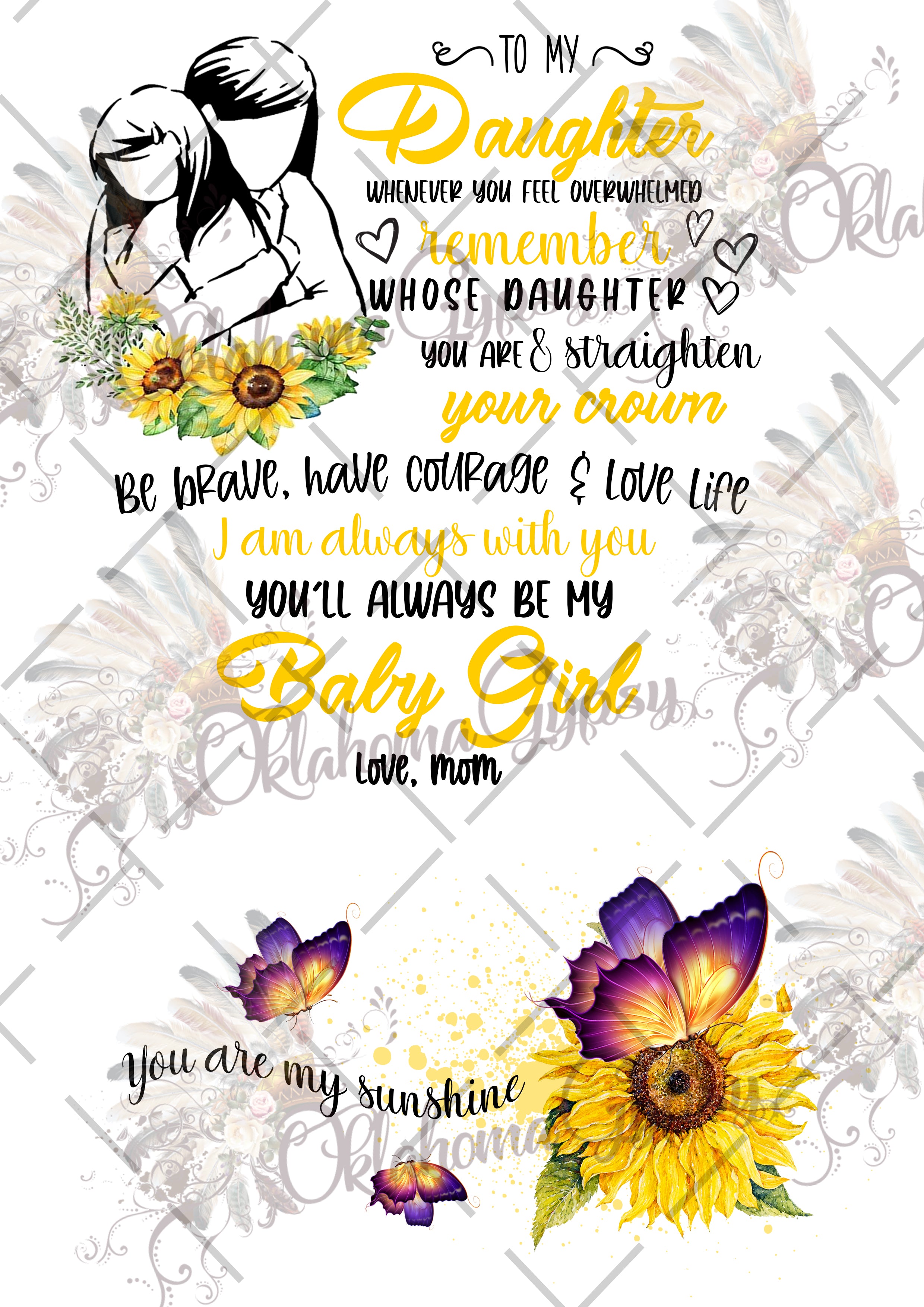 Download Daughter Sunflower Butterfly SVG Digital File - Oklahoma ...