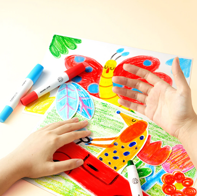 Children's Silky Crayons Rotating Non-staining Hands Water-soluble Dazzle  Stick 12/24 Colours Safe Washable Doodle Painting