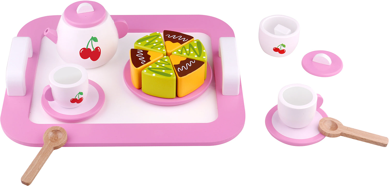 wooden afternoon tea set