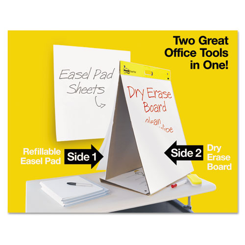 Self-stick Pad Plus Tabletop Easel Pad With Dry Erase Board, Unruled, 20 White 20 X 23 Sheets