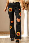 Distressed Sunflower Holes Bell Jeans - Bossladys Boutique