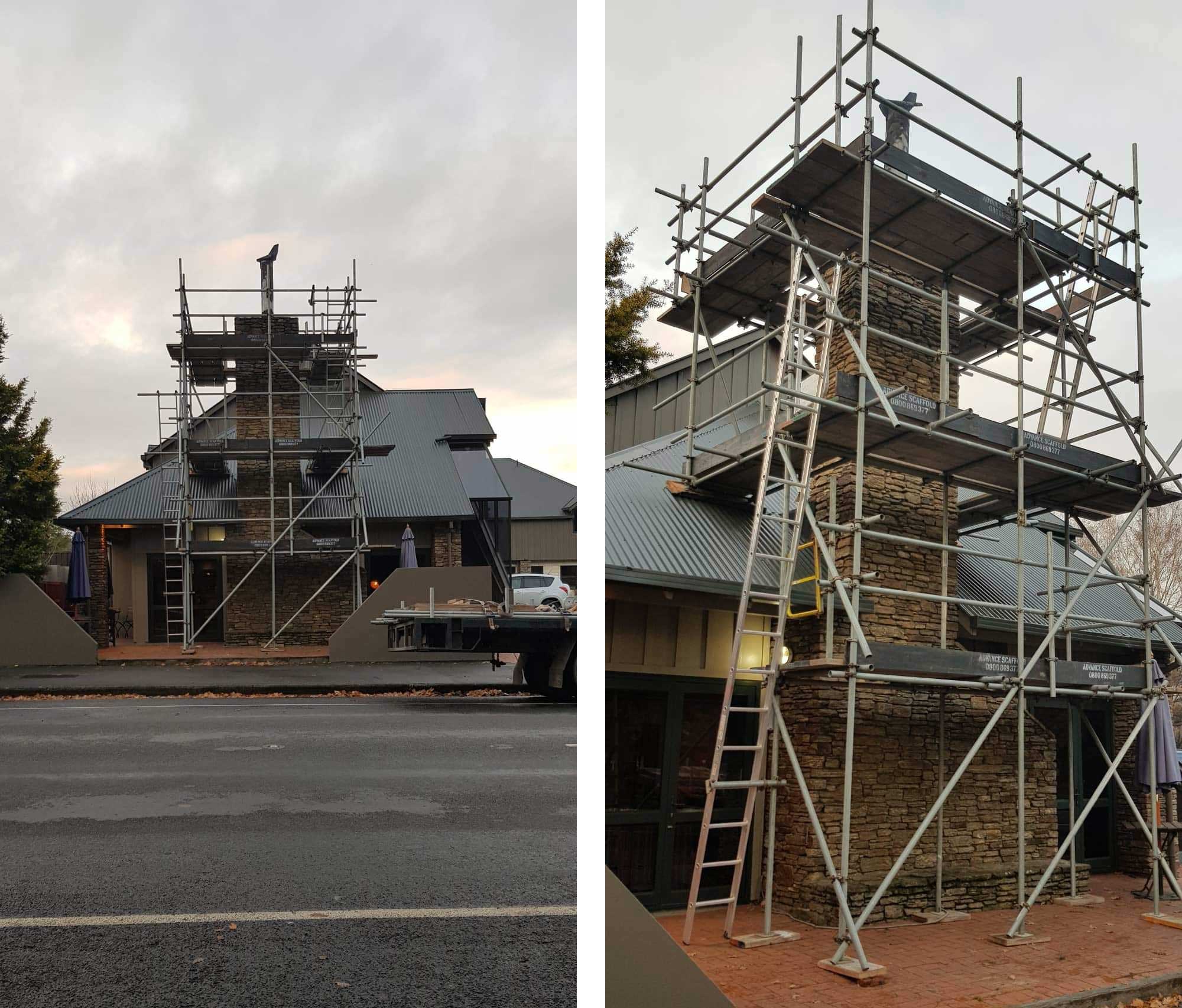 Hanmer Springs chimney scaffold