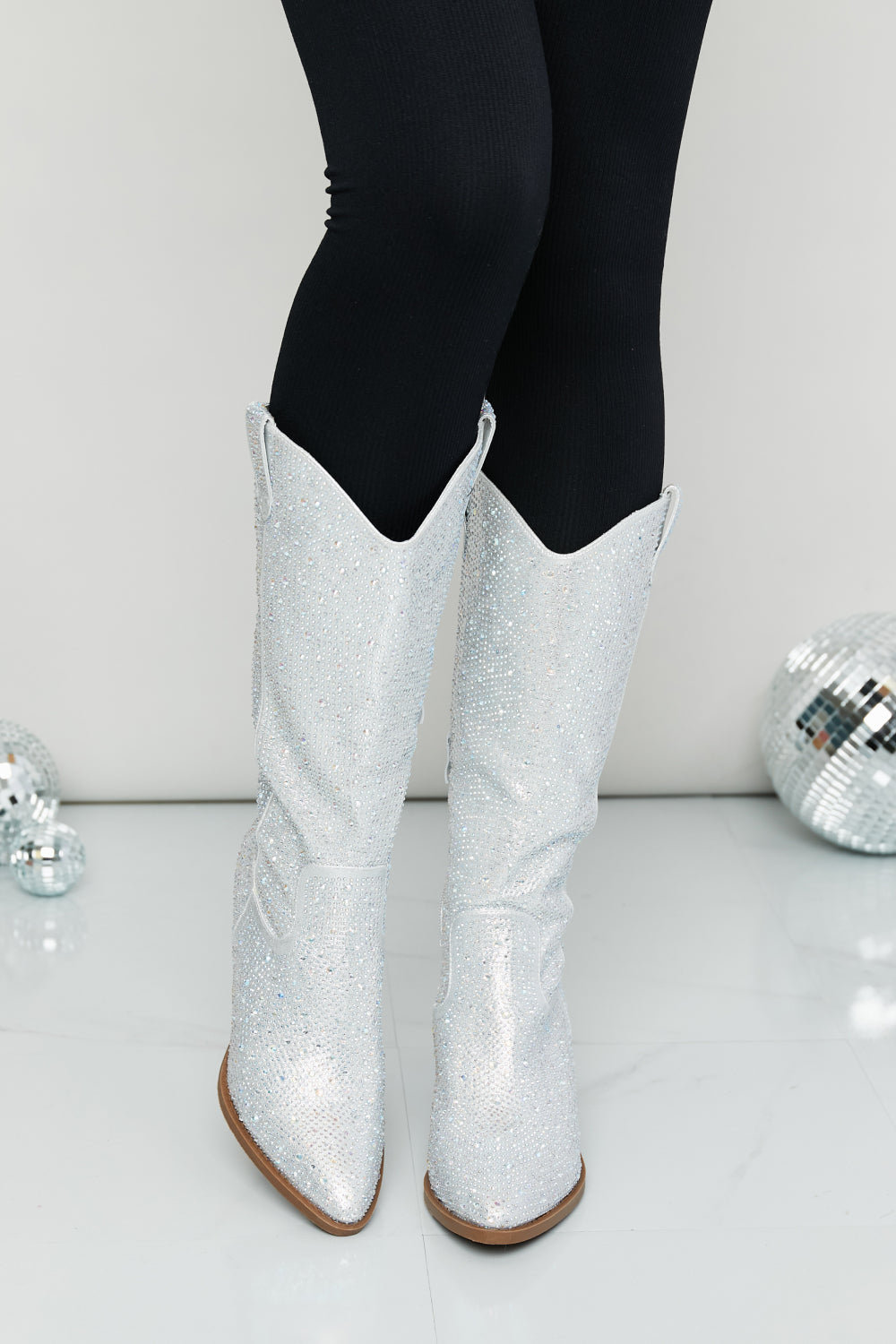 Forever Link Glitter Cowboy Boots in Silver