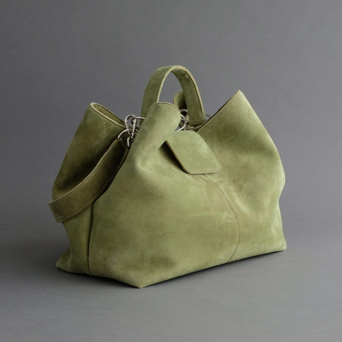 LADIES BAG FROM GREEN GOATSKIN SUEDE