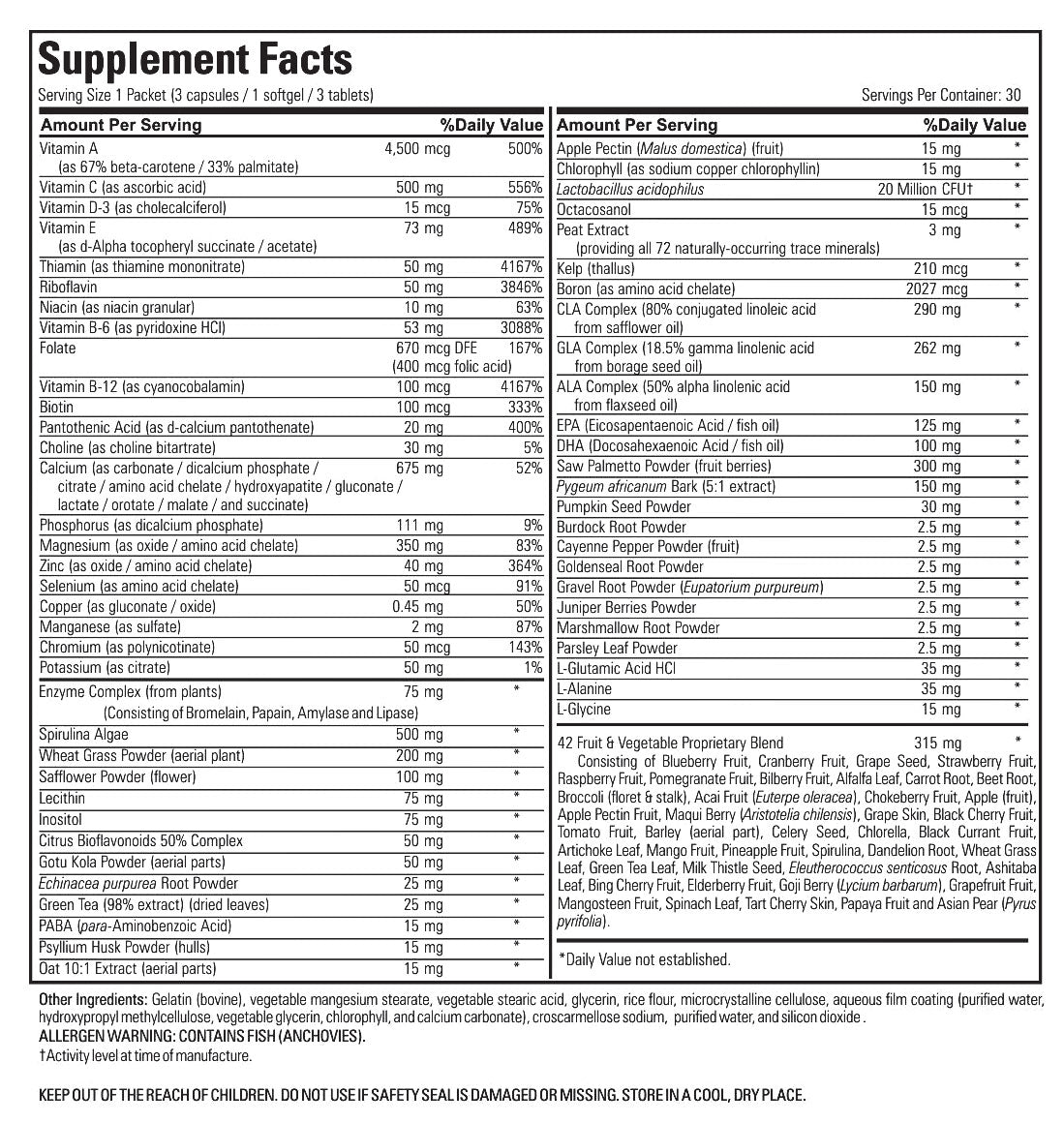 Supplement Spot - Essential Prostate Pack - Supplement Facts