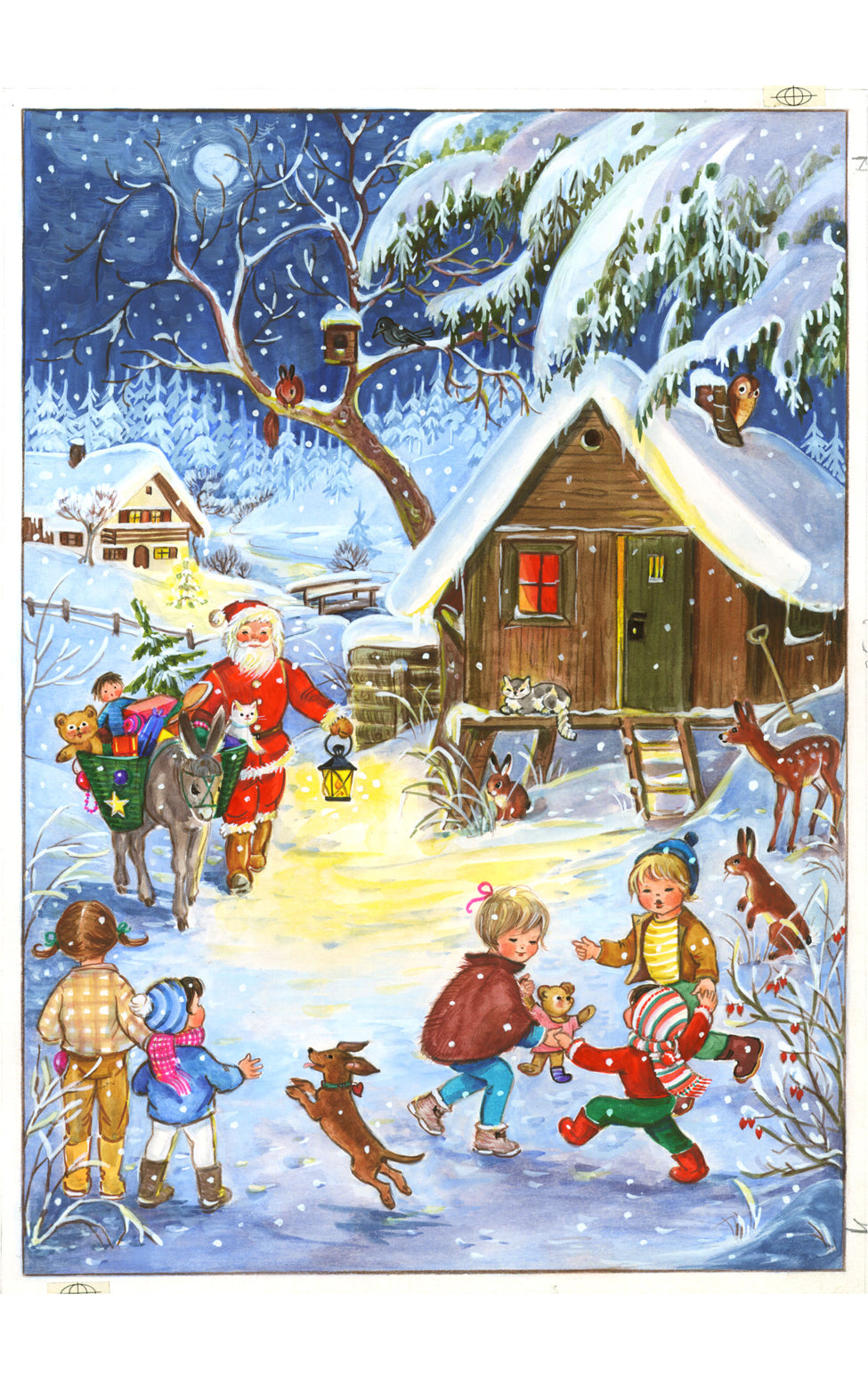 Santa Bringing Gifts with his Donkey Advent Calendar GREETING CARD