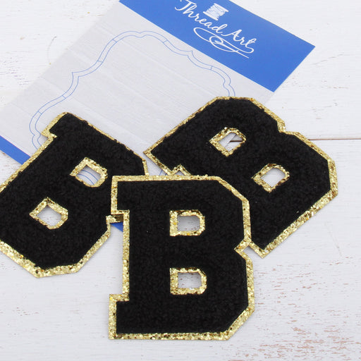 MyLifeEasy Big Iron on Letter Patches Black A 3.15 inch Chenille