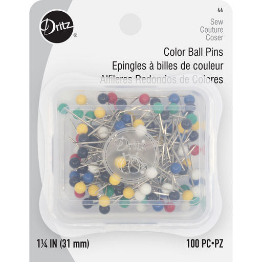 Color Ball Dressmakers Pins - 1 1/2 Long - 100/Pkg
