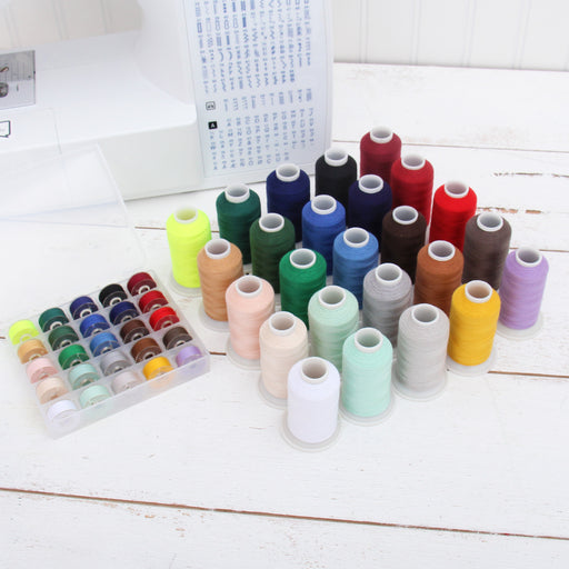 5 Color Sewing Thread Set with Matching Prewound Bobbins - Popular Col —