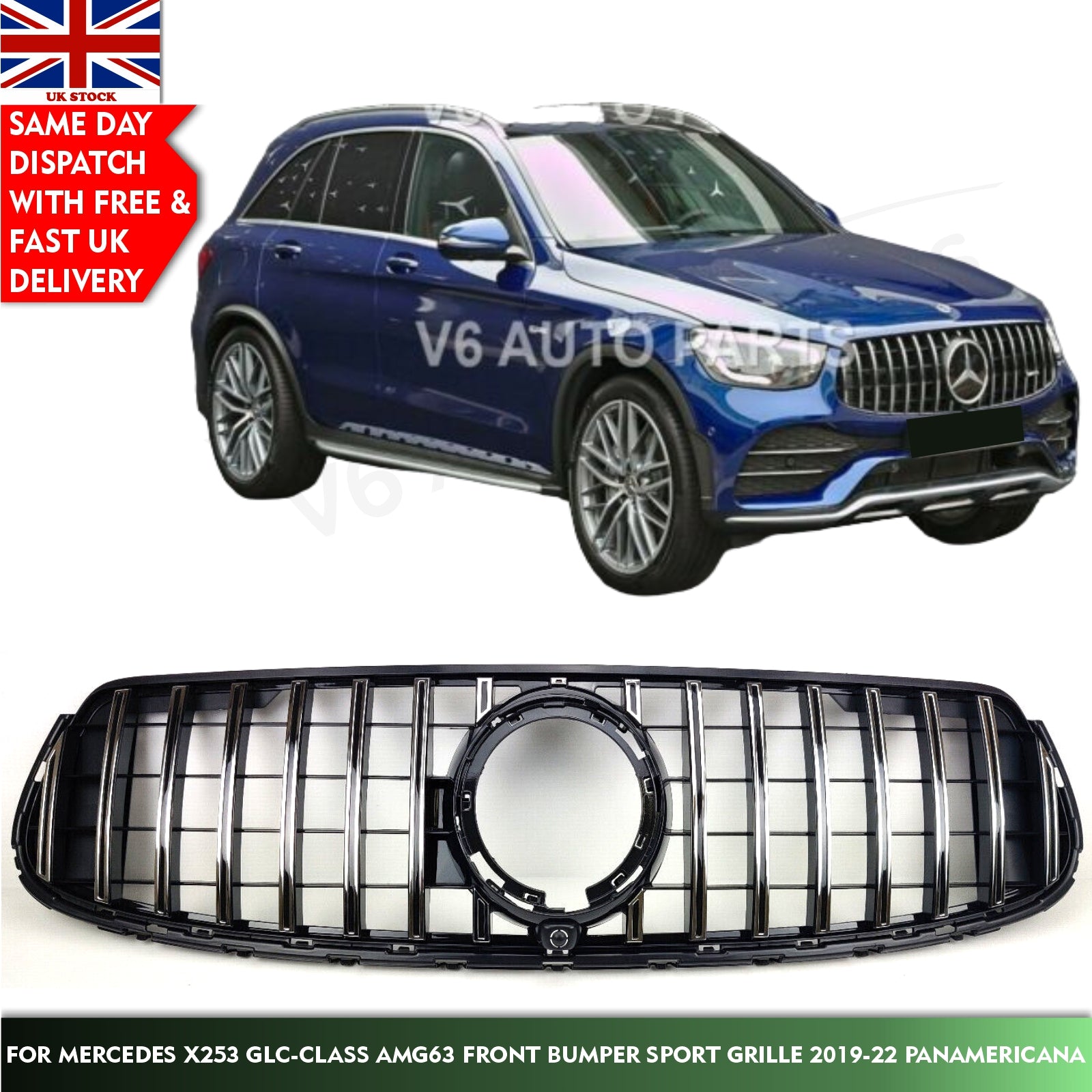 Mercedes-Benz GLC X253 C253 (15-19) AMG GT Style Panamericana Gloss Black  Grille – Fastlane Customs – Vehicle Parts & Accessories