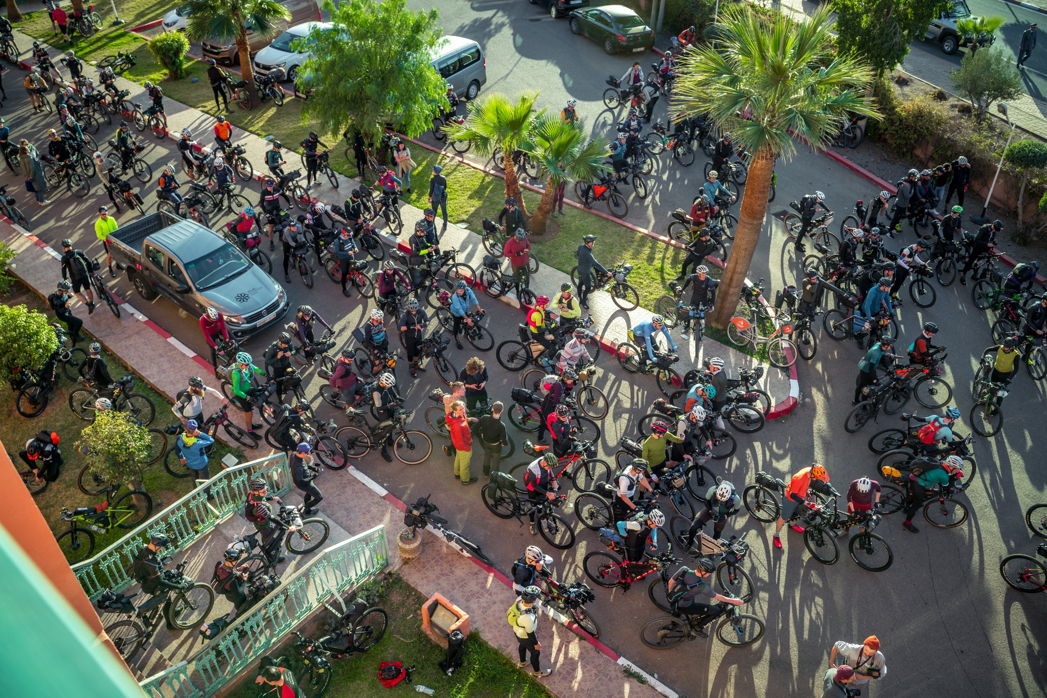 Mass start on the Atlas Mountain Bike Race