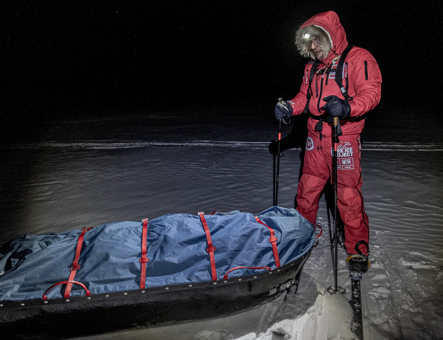 Arctic explorer with fully loaded sled