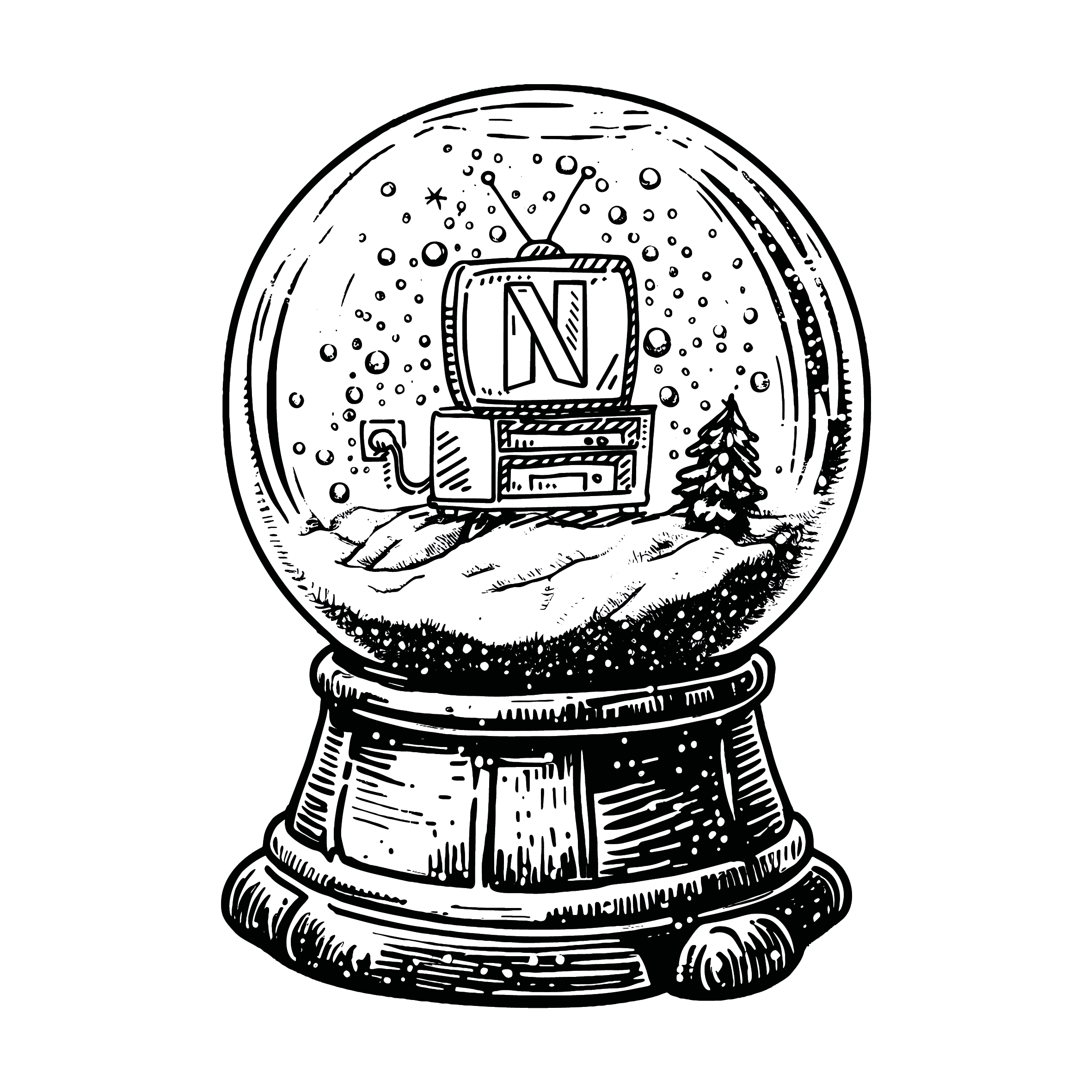 netflix icon in a snowglobe