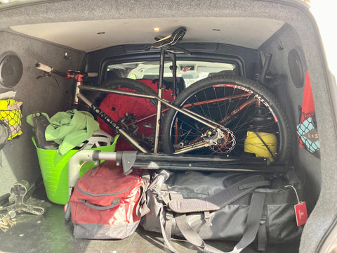 Mountain bike loaded in van