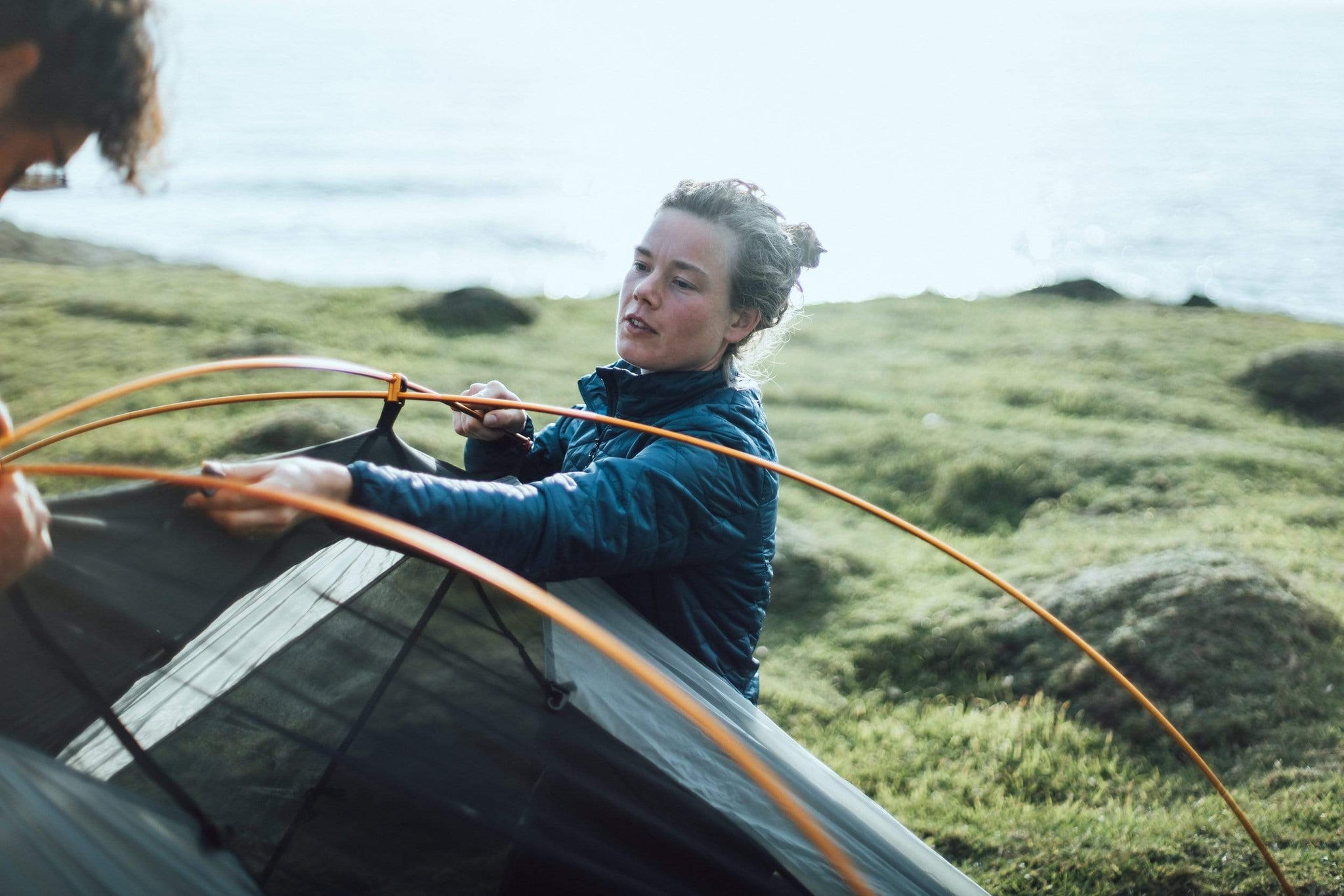 Pitching a tent in Devon