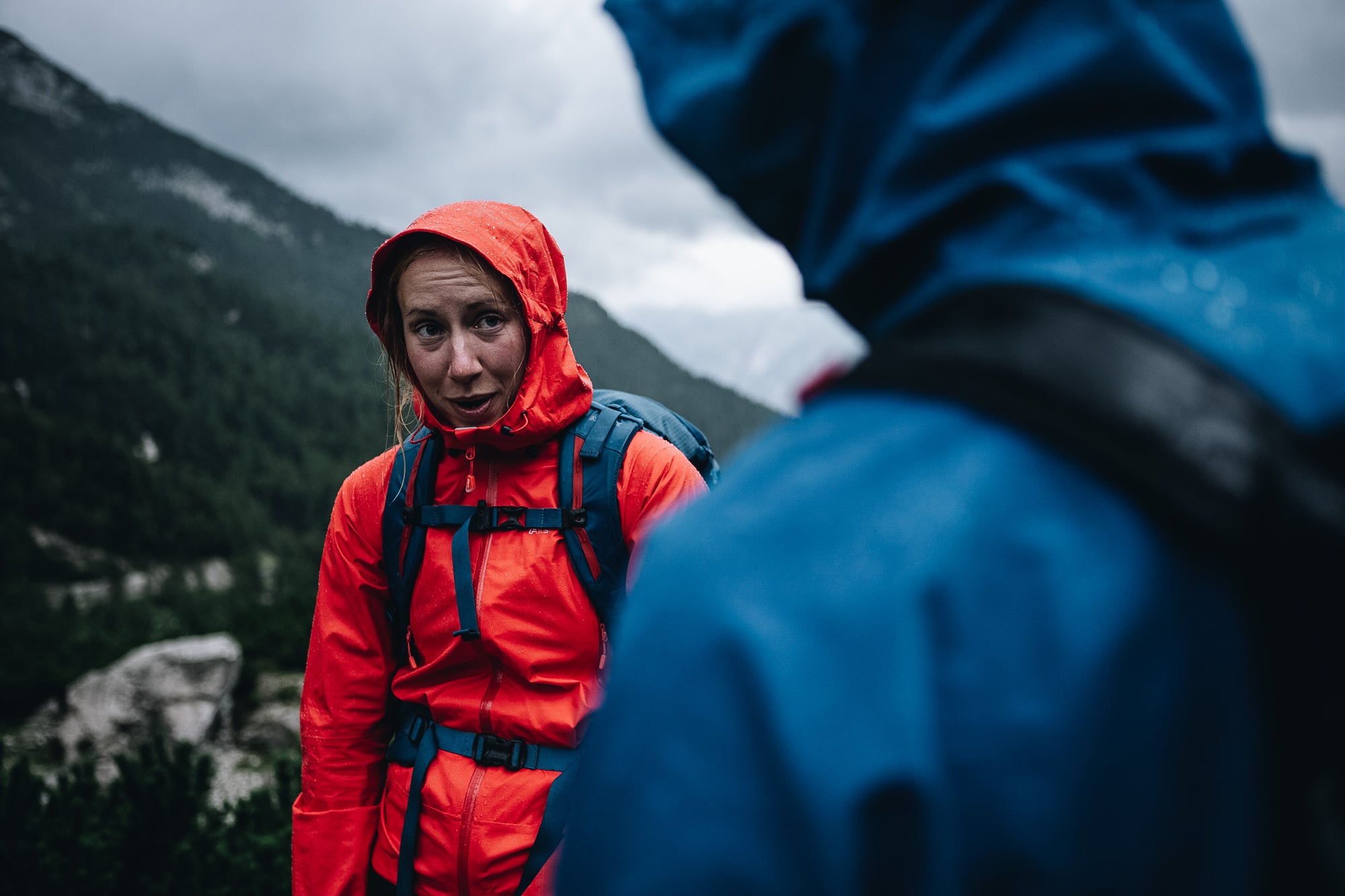 Standing in the rain in Slovenia in an Alpkit waterproof jacket