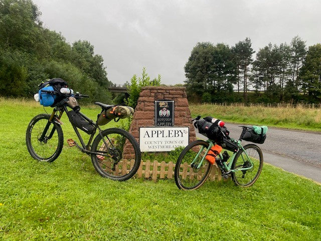 bikes leaning against appleby sign