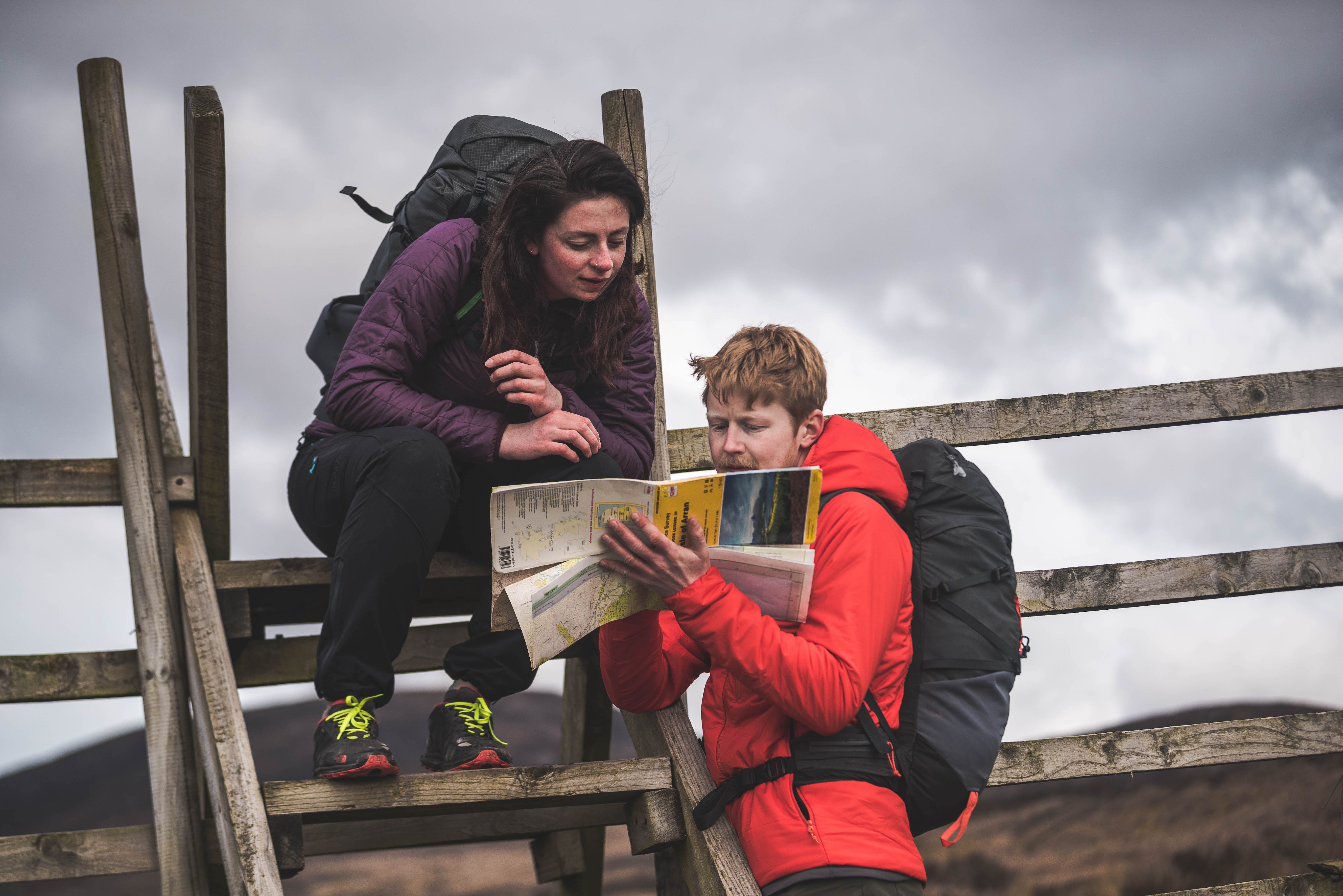 Map reading on a backpacking trip