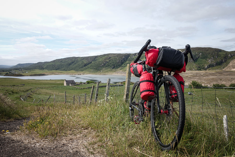 bikepacking bike with mountain backdrop