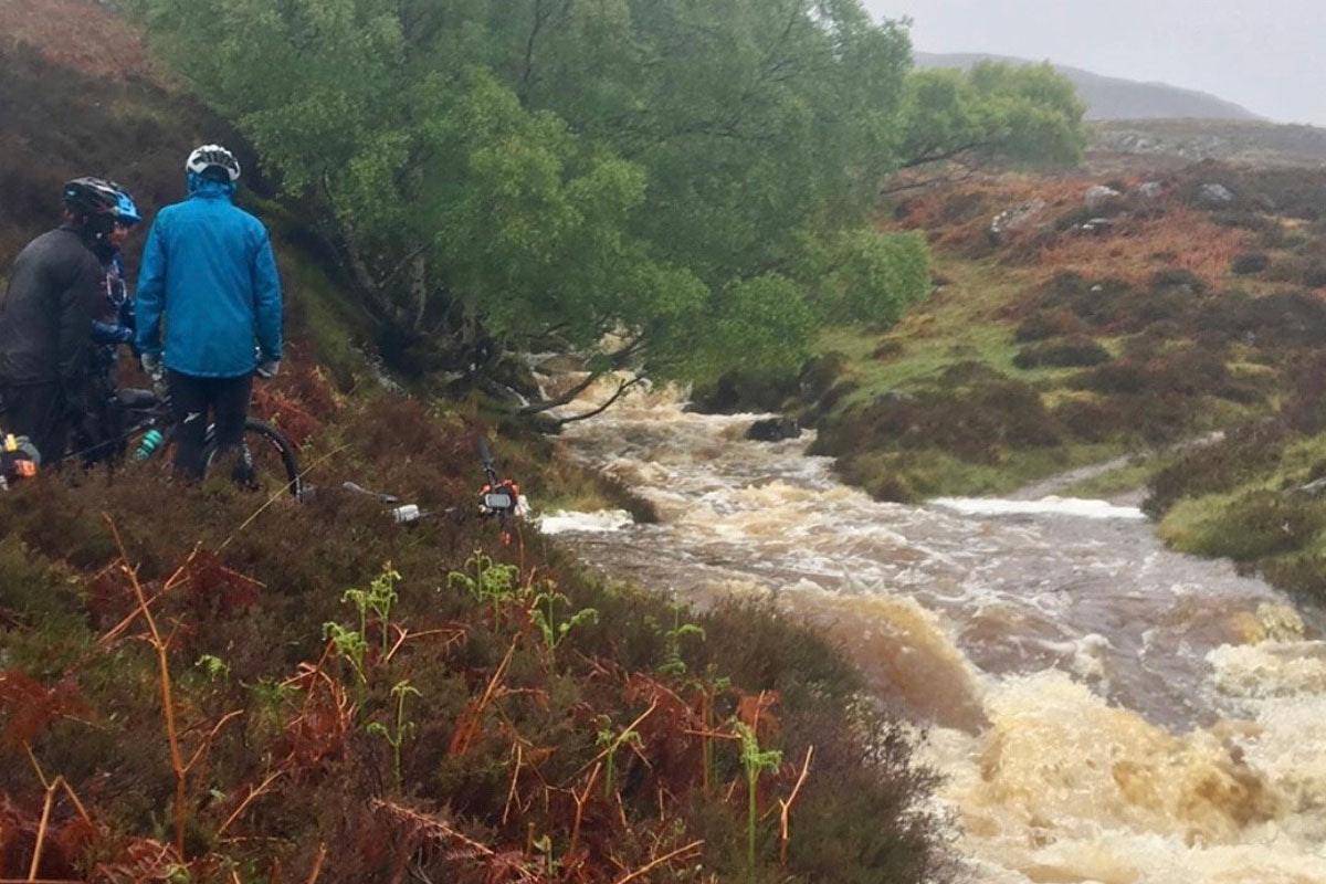 Welsh stream in spate stops bikepackers crossing