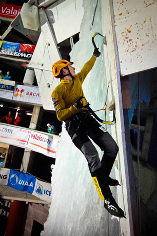 Indoor drytooling competition climber