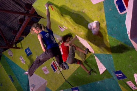 Shauna Coxsey competing at Sheffield bouldering competition