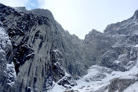 Winter conditions on the Troll Wall in Norway