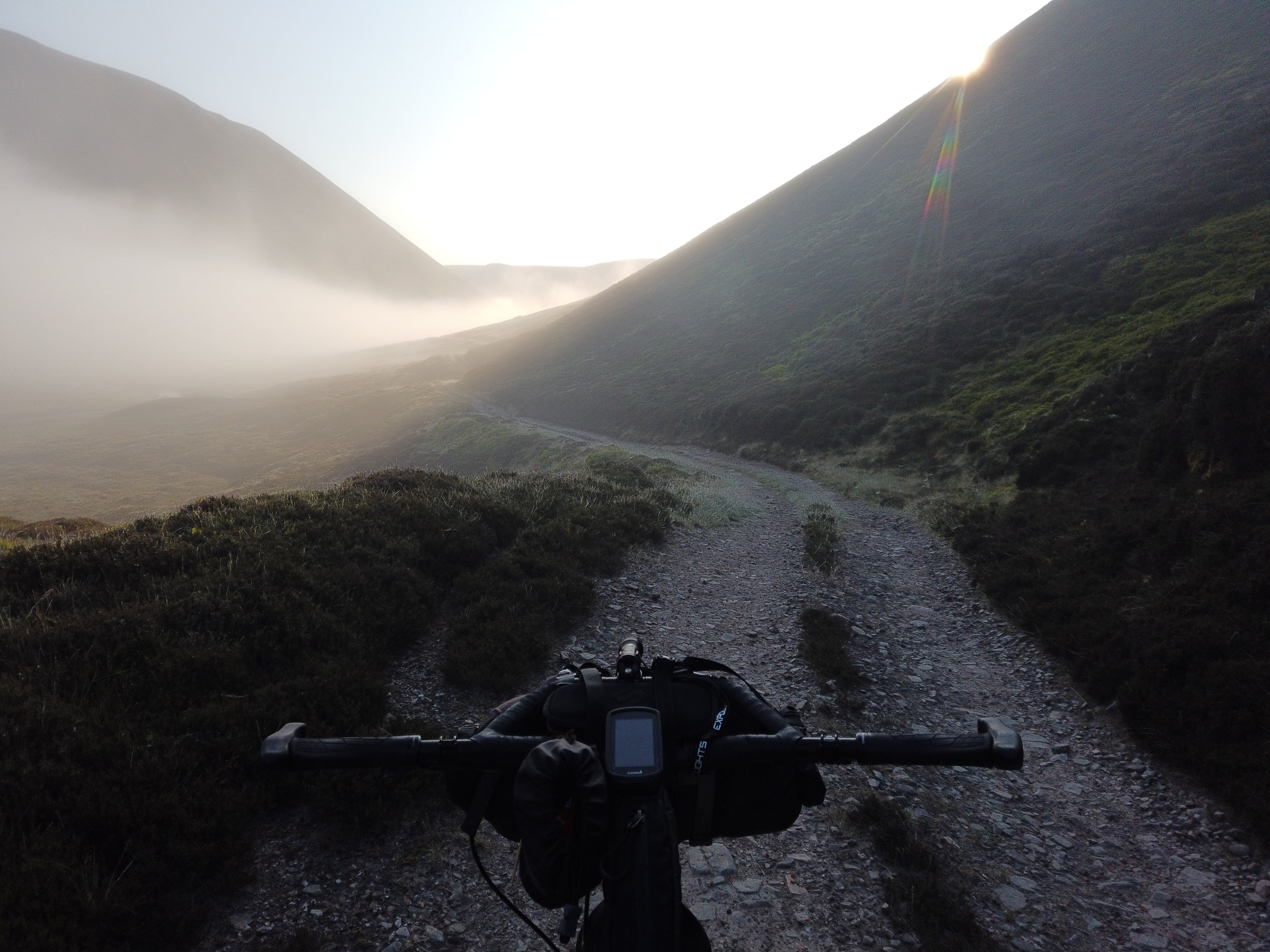 mtb handlebars with a misty view