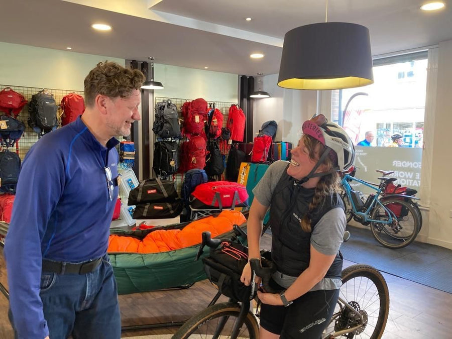 jenny graham talking to store hero at alpkit kingston