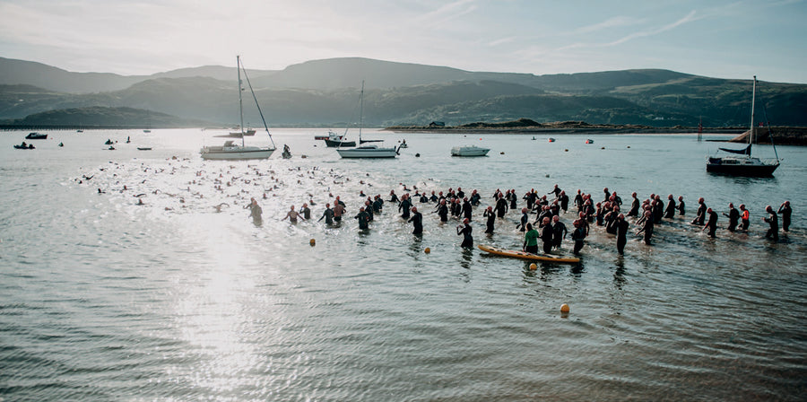 Open water swimmer on Windermere in the Lake District