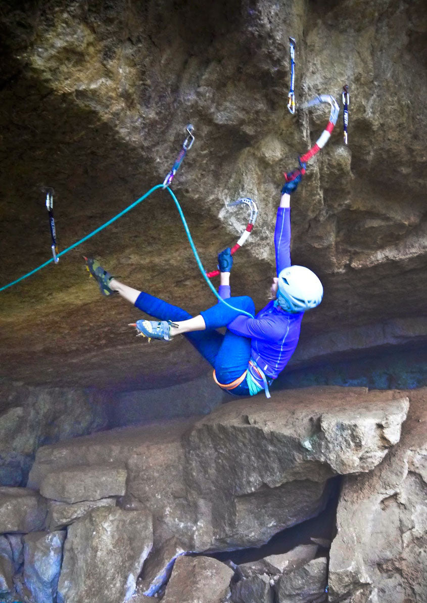 Climber demonstrating Figfour drytooling