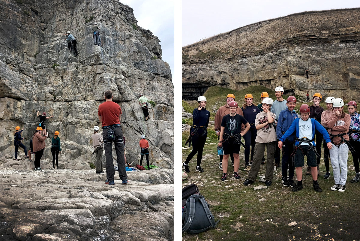 group of young sea cadets climbing