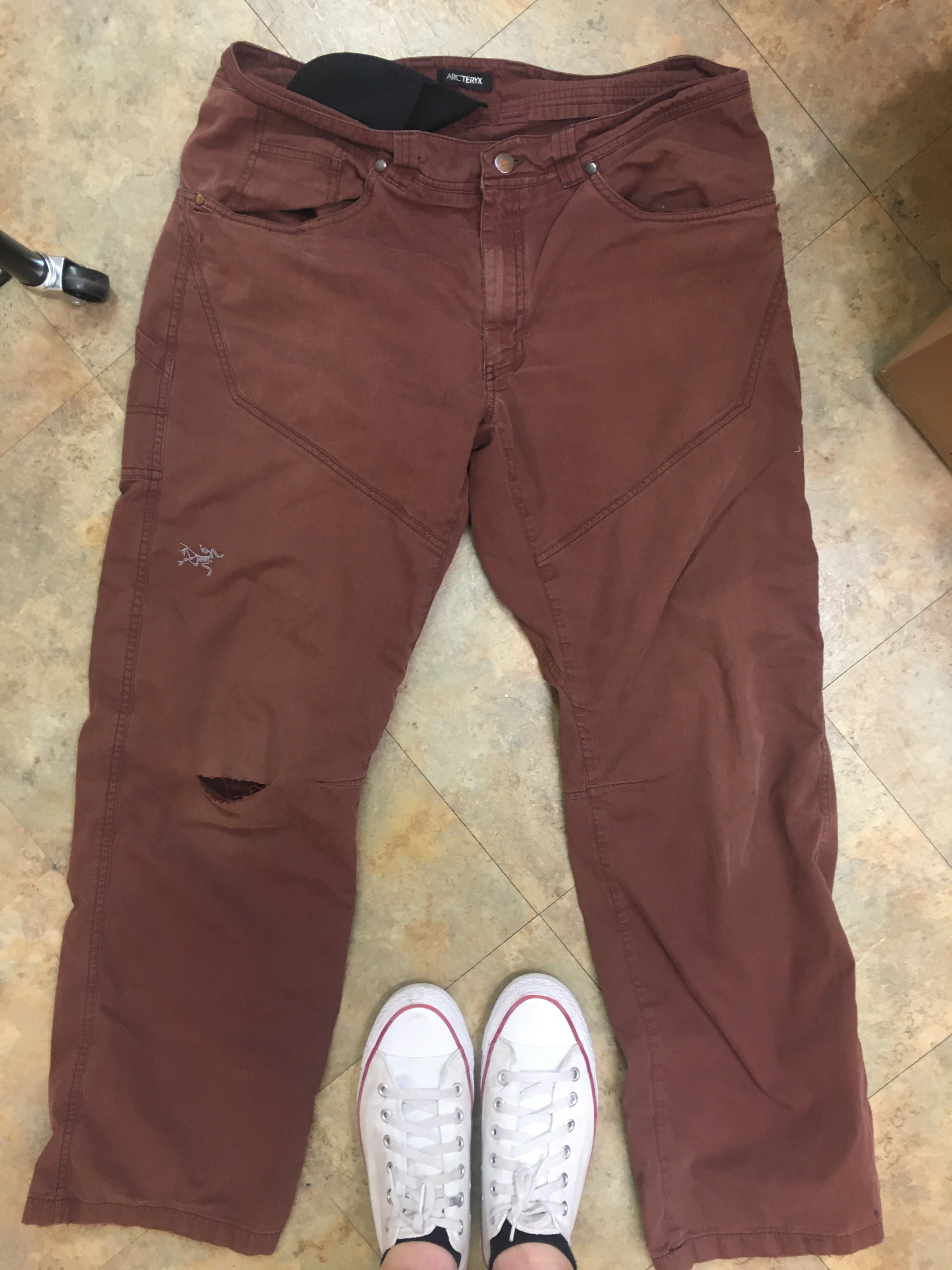 patched arcteryx trousers