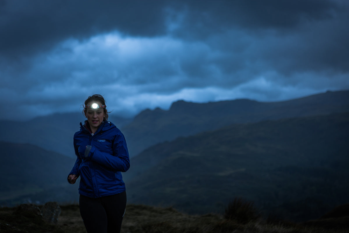 Running in the dusk with a headtorch