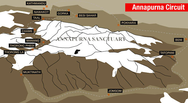 Map of Annapurna circuit