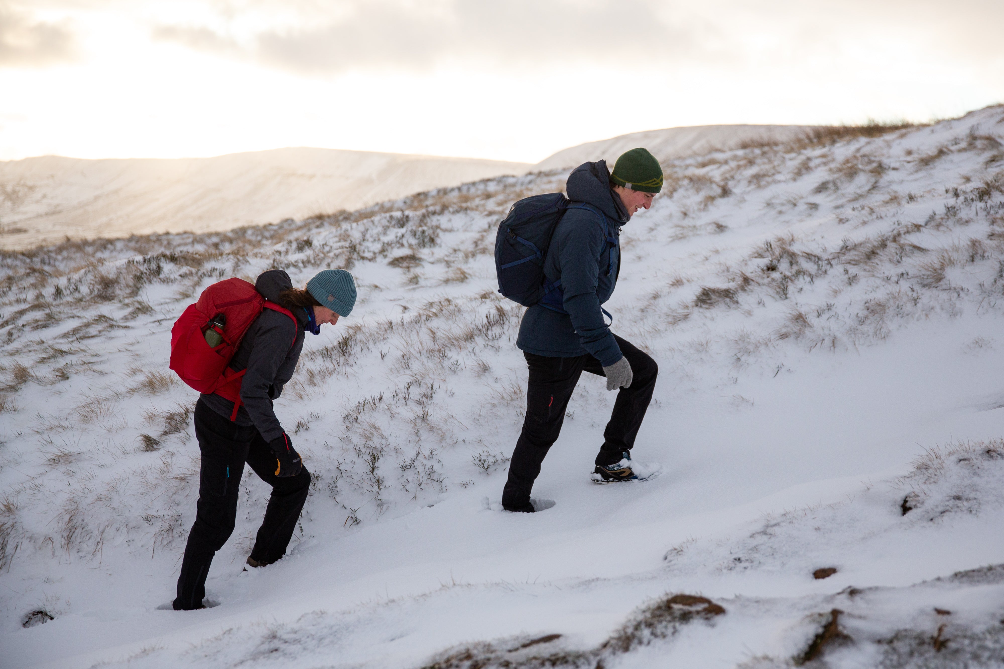 Walking across the Kinder plateau in the snow