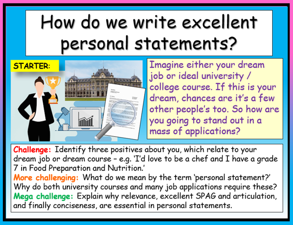 how to write personal statement for new job