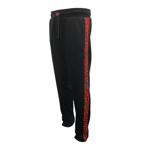 Raw Black Sweat Pants w/ Red Side Logo X-Large