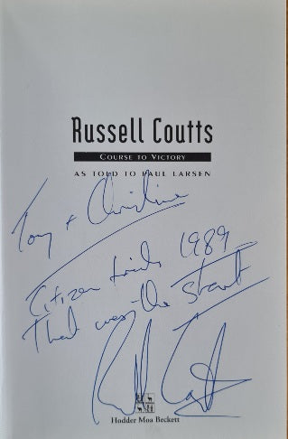 Russell Coutts thank you note to North Shore Scaffolding for lending him the boat that started his match racing career