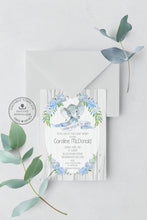 Load image into Gallery viewer, Rustic Elephant Blue Floral Baby Shower Boy Invitation Editable Template - Instant Download - Digital Printable File - EP4