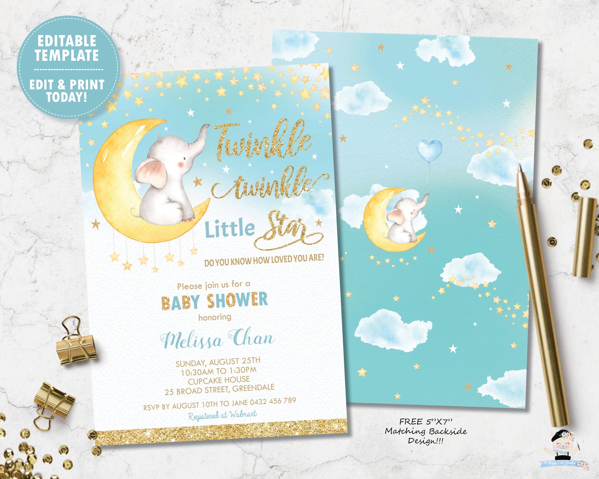 twinkle twinkle little star baby invitations