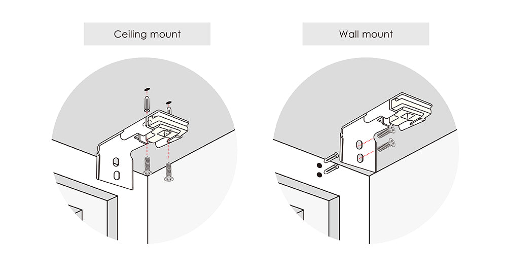 screw points for ceiling mount and wall mount