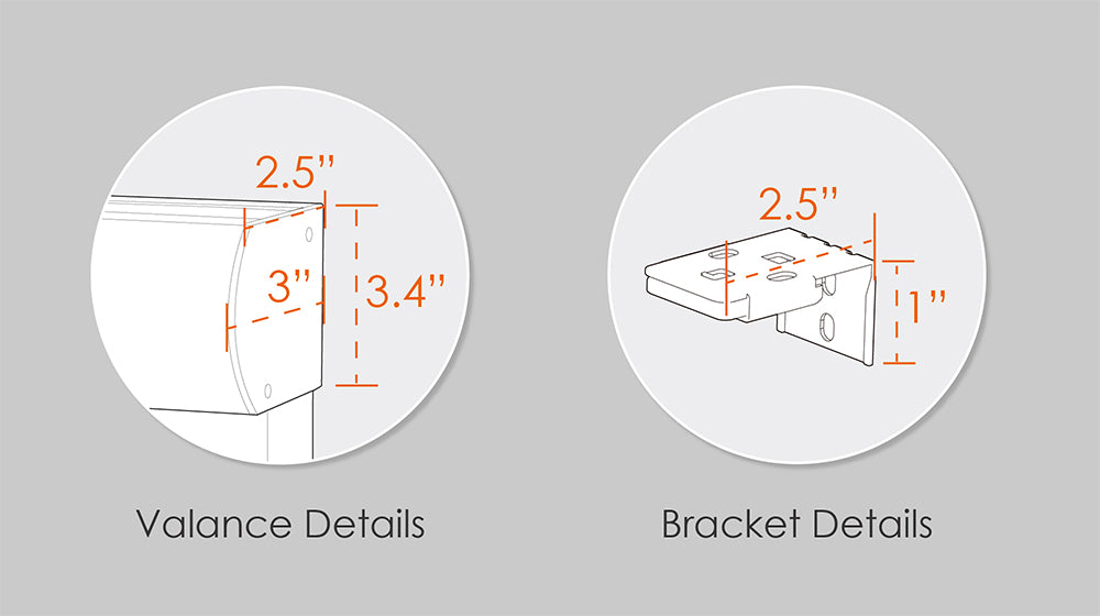 specification of the valance and bracket