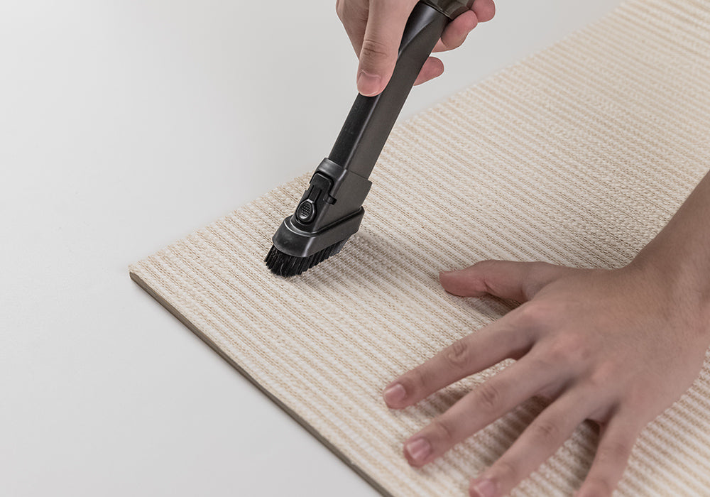 decor fabric vacuum cleaning with brush attachment